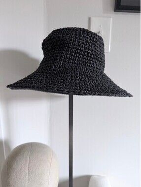 Banana Republic Black Rafia Wide Brim Sun Hat